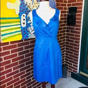 J. Crew Cotton  Blue Ruffle Sheath Dress
